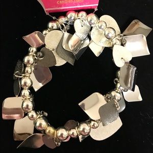 Silver & Gunmetal Heart & Diamond Shaped Bracelet